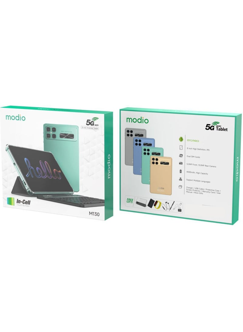 موديو M130 5G Wifi 8 inch,High Definition, IPS Android Tablet PC (In Cell Touchscreen)|4000mAh Battery|(8GB+512GB) with Free Gifts_Green - Image 2