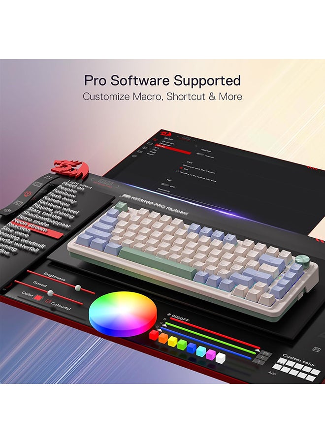 REDRAGON - Redragon K673 PRO RGB Gaming Keyboard with 75% Wireless Seal, 3 Modes, Compact Mechanical Keyboard with Hot Swap Socket, Special Rotary Knob Control and Sound Absorbing Pads, Red Switch - Image 1