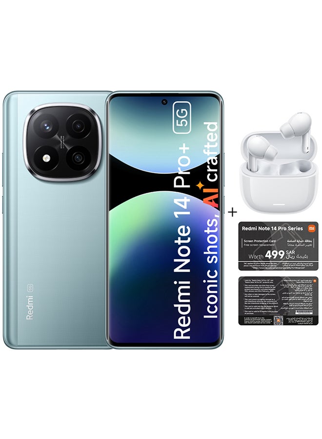 Xiaomi - Redmi Note 14 Pro+ 5G Frost Blue 12GB RAM 512GB - Global Version with Redmi Buds 6 Lite + Screen Protection Card (6 Month Free One Time Change) - Image 1