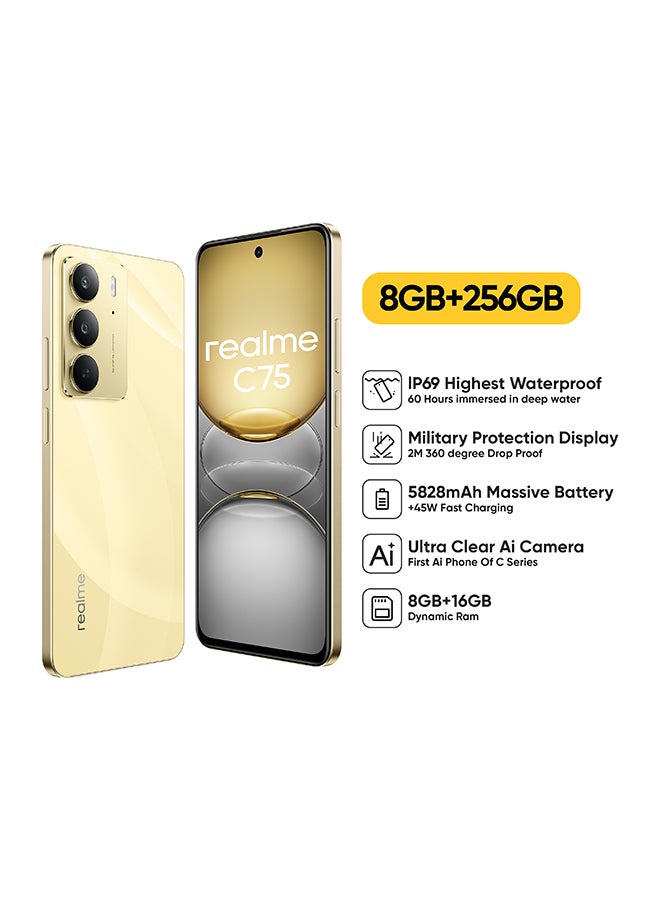 realme - C75 Dual SIM Lightning Gold 8GB 256GB 4G - Middle East Version - Image 1