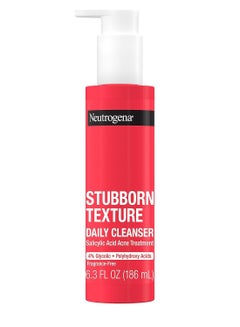 نيوتروجينا Stubborn Texture Daily Acne Facial Cleanser, Salicylic Acid Face Wash + Glycolic & Polyhydroxy Acids, Fragrance-Free, 6.3 fl. Oz 186 mlml  - Image 1