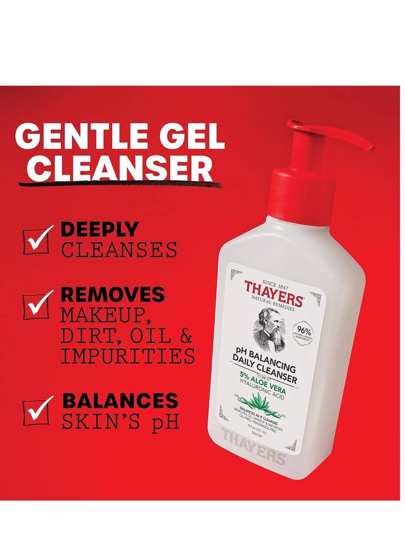 THAYERS - pH Balancing Daily Cleanser, Face Wash with Aloe Vera, Gentle and Hydrating Skin Care for Dry, Oily, or Acne Prone Skin, 8 FL Oz. 237 mlml - Image 1