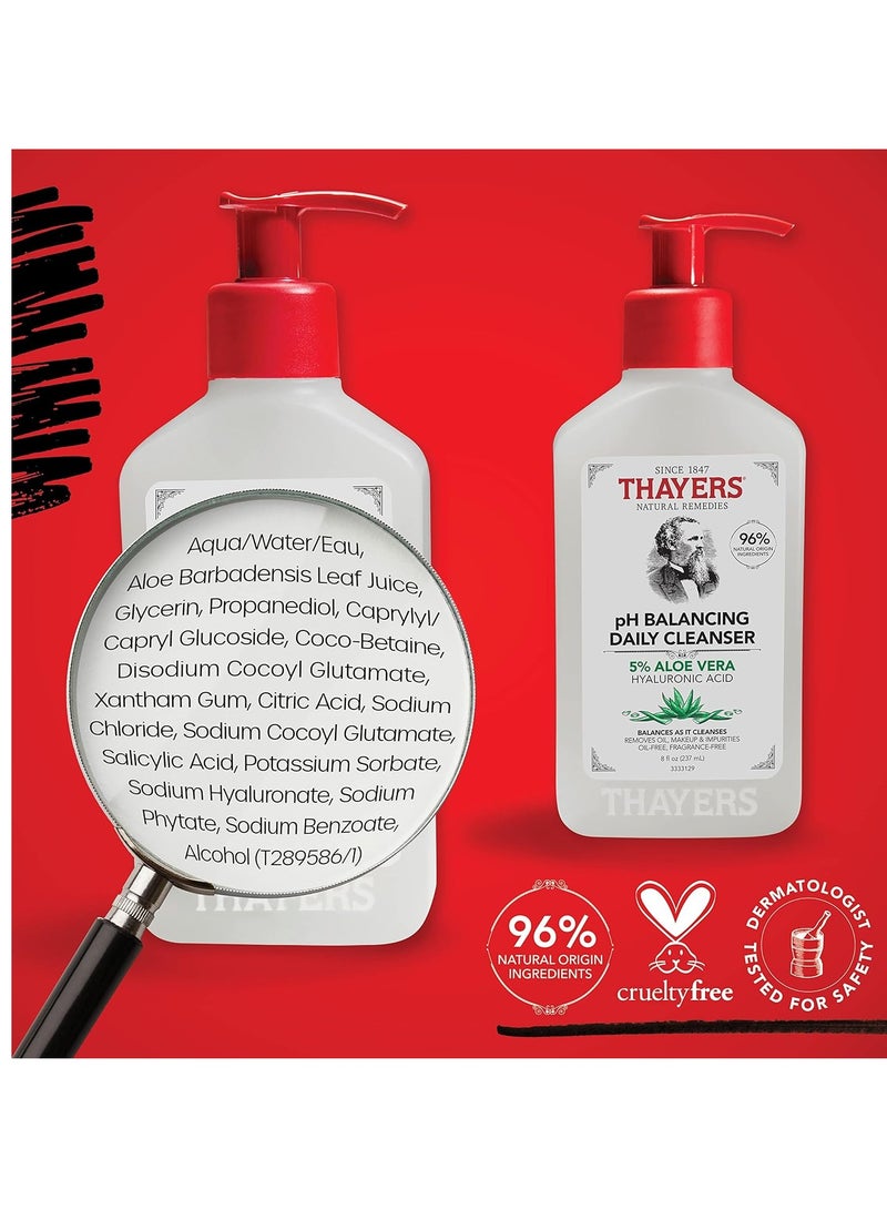 THAYERS - pH Balancing Daily Cleanser, Face Wash with Aloe Vera, Gentle and Hydrating Skin Care for Dry, Oily, or Acne Prone Skin, 8 FL Oz. 237 mlml - Image 1