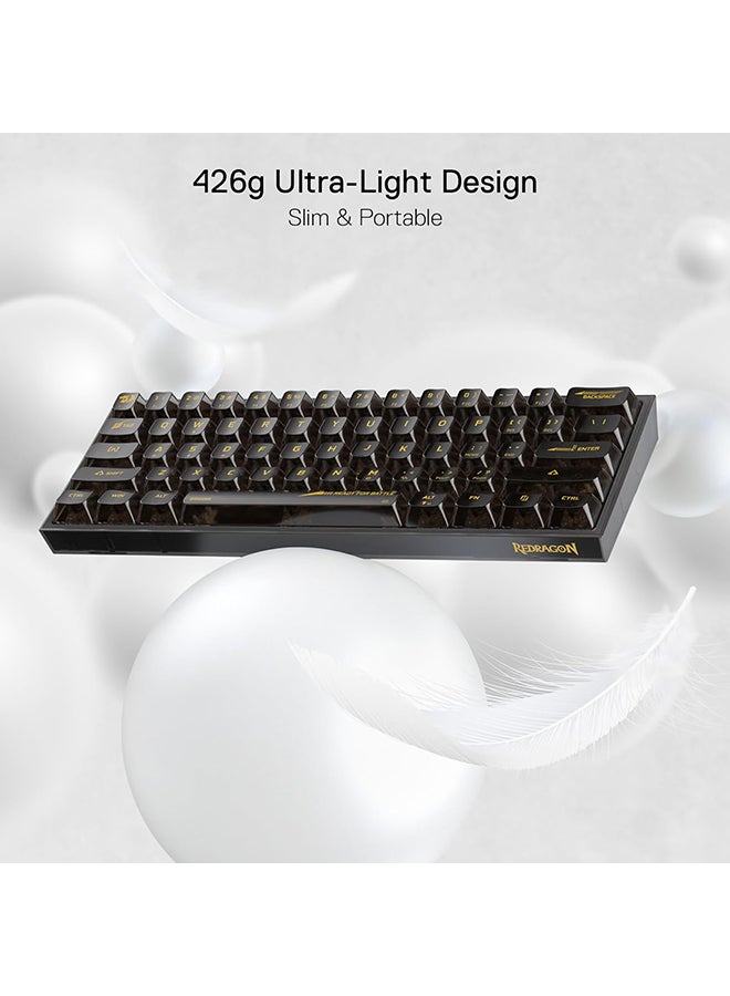 Redragon K617 SE 60% Wired RGB Gaming Keyboard, 61 Keys Compact Full-Transparent Mechanical Keyboard w/Translucent Board, Custom Linear Switch, Pro Driver/Software Supported