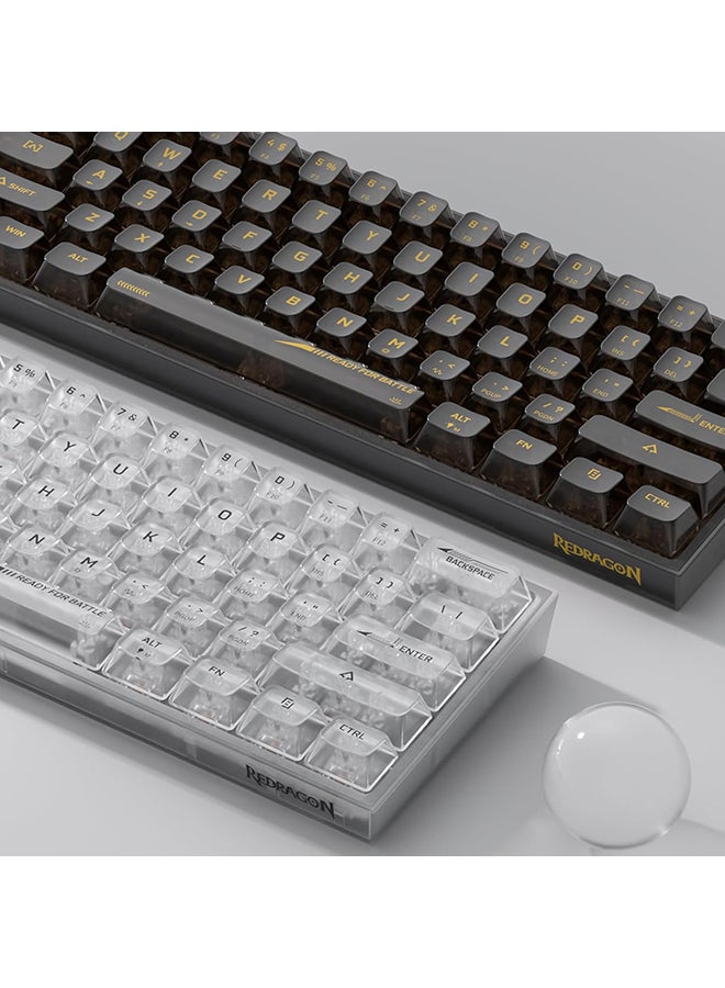 Redragon K617 SE 60% Wired RGB Gaming Keyboard, 61 Keys Compact Full-Transparent Mechanical Keyboard w/Translucent Board, Custom Linear Switch, Pro Driver/Software Supported