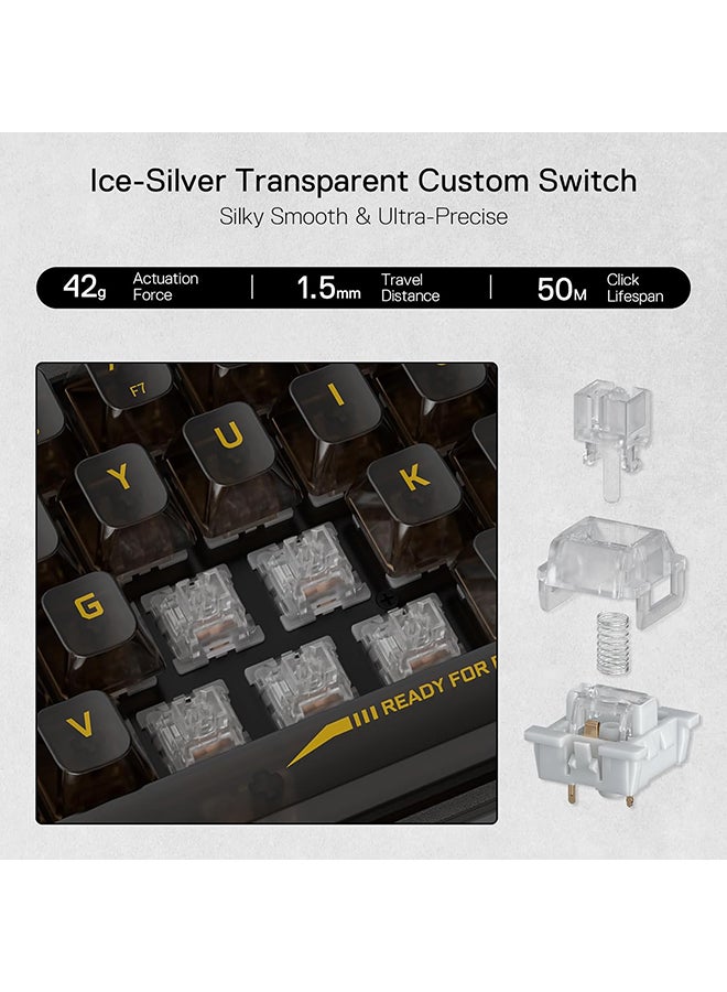 Redragon K617 SE 60% Wired RGB Gaming Keyboard, 61 Keys Compact Full-Transparent Mechanical Keyboard w/Translucent Board, Custom Linear Switch, Pro Driver/Software Supported