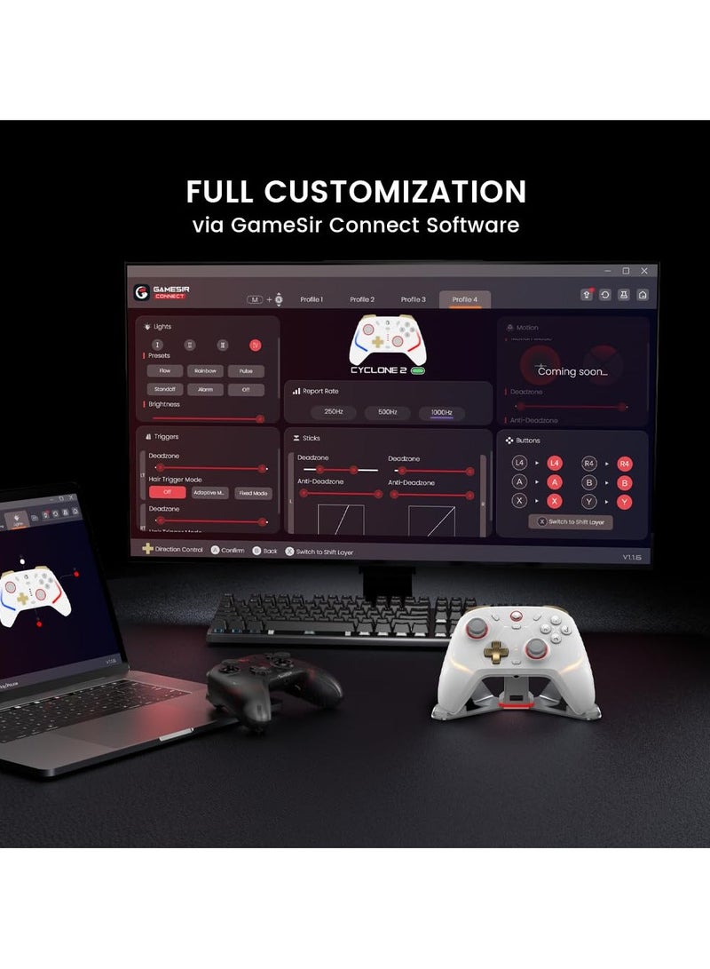 GameSir Cyclone 2 Multiplatform Wireless Controller- TMR Electromagnetic Joysticks&Hall Effect Switch triggers,6-axis Gyro Gaming Controller for Switch/PC/iOS/Android/Steam  - Image 4