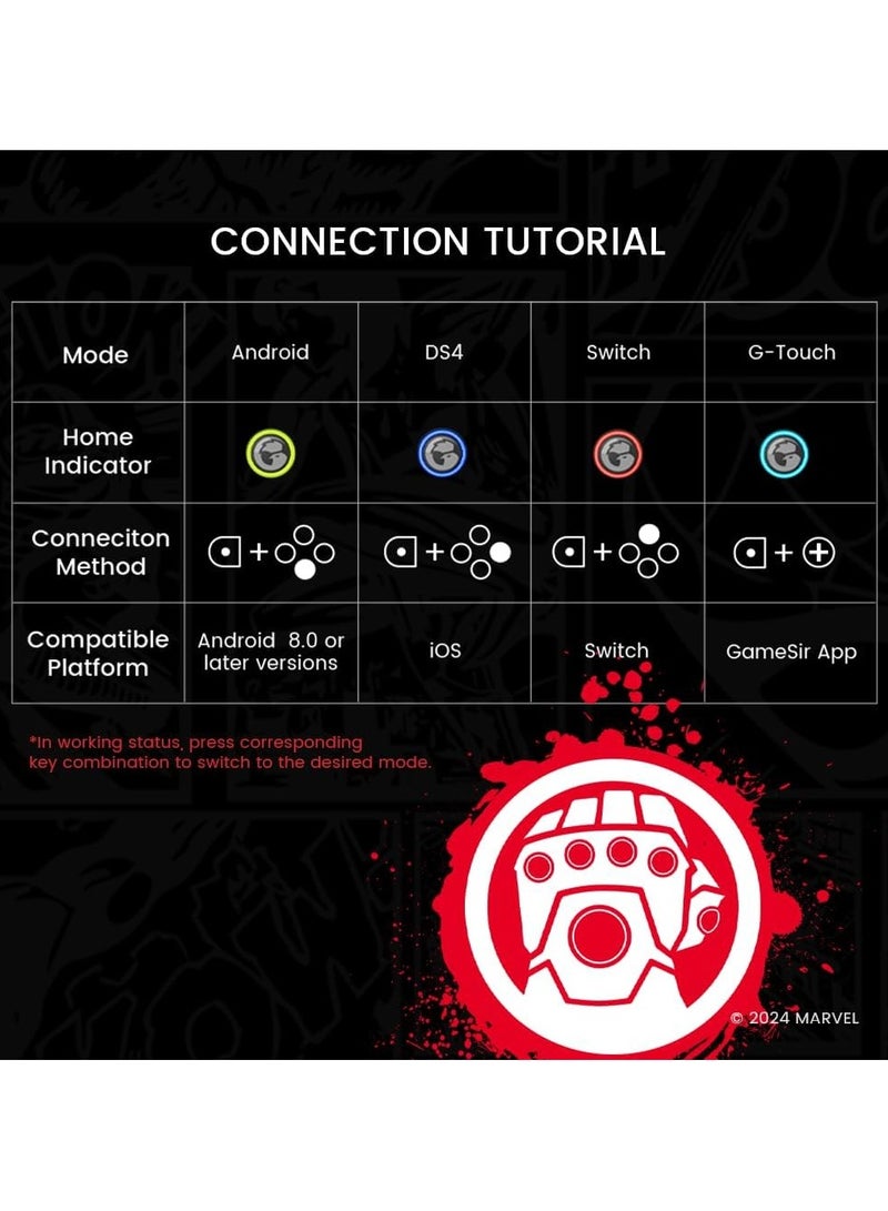 GameSir Galileo G8 Plus Thanos Edition Bluetooth Mobile Game Controller for Switch & iOS & Android & Tablets, Wireless Gamepad with Hall Effect Joysticks/Hall Trigger, Play Minecraft, Genshin Impact, Call of Duty Mobile  - Image 5
