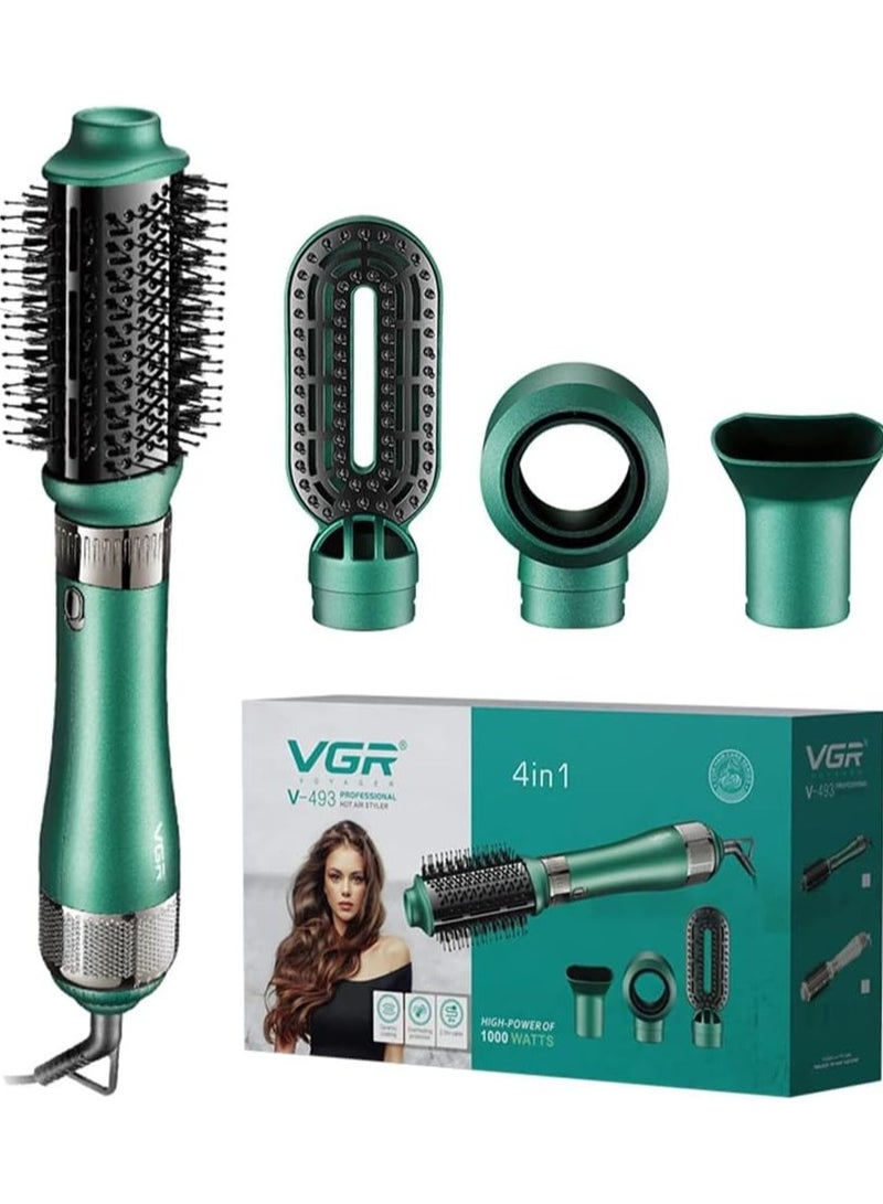 VGR - 4 in 1 Professional Hot Air Hair Dryer Brush with Ceramic Coating and Overheat Protection Technology High Power 1000W Green V 493 - Image 1
