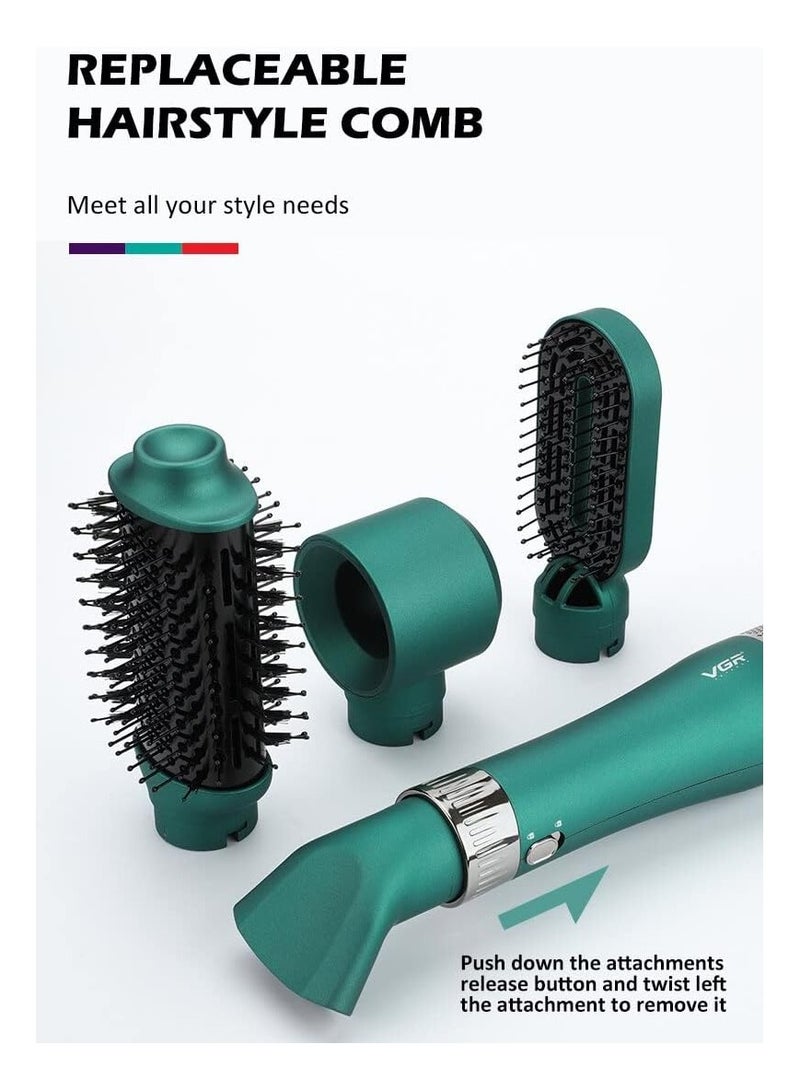 VGR - 4 in 1 Professional Hot Air Hair Dryer Brush with Ceramic Coating and Overheat Protection Technology High Power 1000W Green V 493 - Image 1