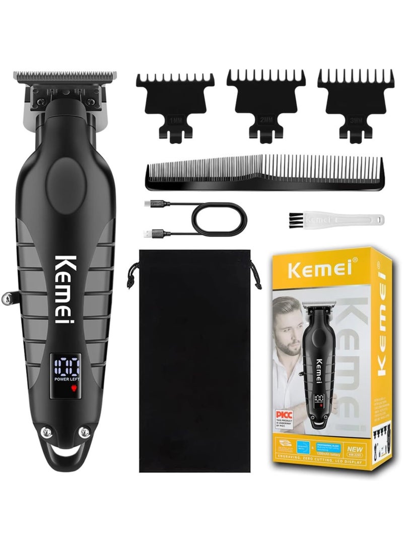 Kemei - Professional Hair Clipper for Men Electric T-Blade Hair Trimmer Rechargeable Cordless Hair Clipper with LED Display KM-2293 - Image 1