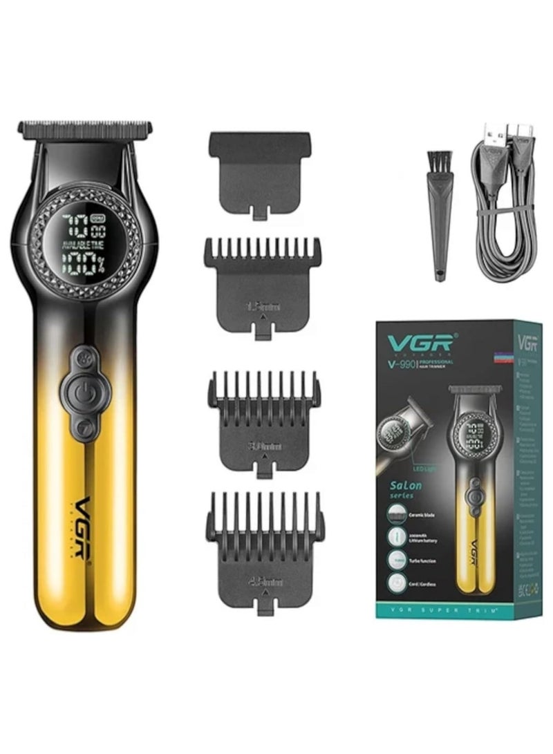 في جي آر V-990 ماكينة حلاقة شعر احترافية 8000 دورة في الدقيقة بسرعتين، شفرة سيراميك، شاشة رقمية، بطارية ليثيوم 2000 مللي أمبير، سلكية/لاسلكية، شحن USB Type-C - Image 1