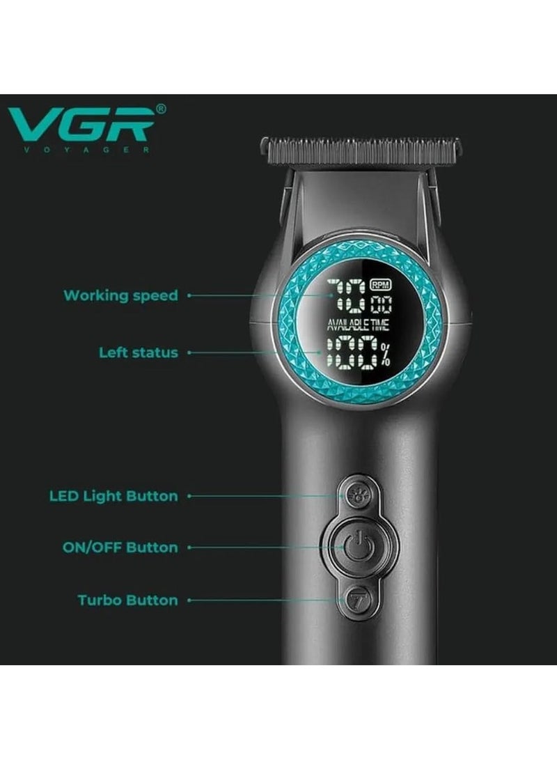 في جي آر V-990 ماكينة حلاقة شعر احترافية 8000 دورة في الدقيقة بسرعتين، شفرة سيراميك، شاشة رقمية، بطارية ليثيوم 2000 مللي أمبير، سلكية/لاسلكية، شحن USB Type-C - Image 4