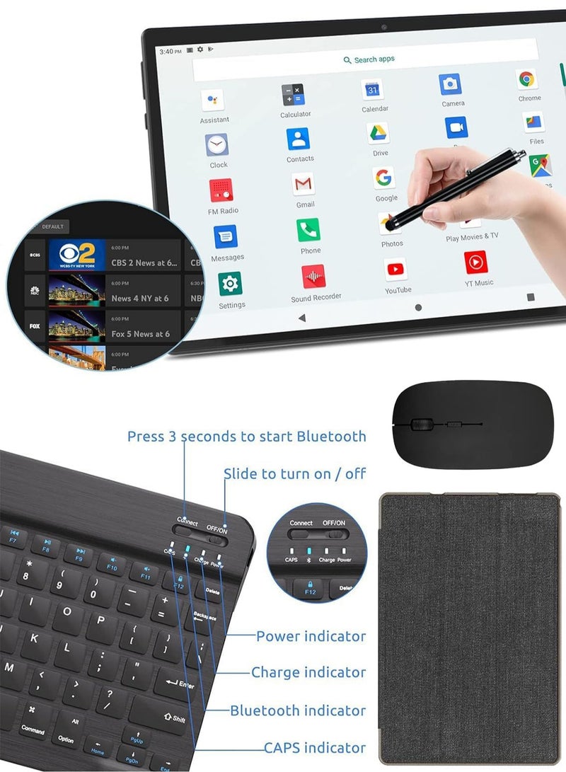 C idea - CM8200 Plus 10-Inch Smart Kids Tablet Dual SIM 8GB RAM + 1TB ROM  Android Tablet with Wireless Mouse Keyboard -Black - Image 1