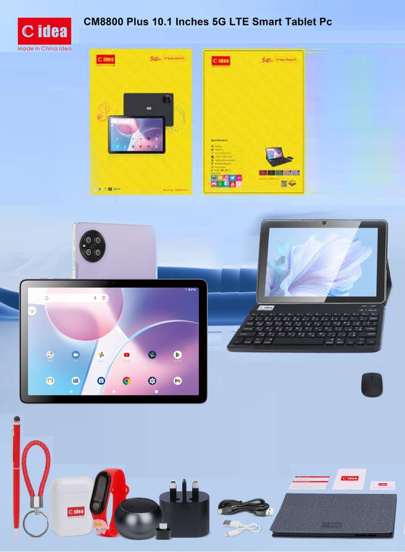 سي آيديا CM8800 Plus 10.1-inch Android 13.0 Smart Tablet PC with Wireless Bluetooth Mouse and Keyboard 800x1280 IPS Display 5G Dual SIM Wifi GPS Bluetooth Kids Tab -Purple  - Image 3