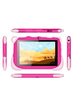 C idea 7-Inch Smart Tablet for Kids Wi-Fi Bluetooth GPS 6GB+128GB Android 12 Edge Proof Children Education Tab with Built-in Foldable Stand Dual Camera Game Tab Pink  - Image 3