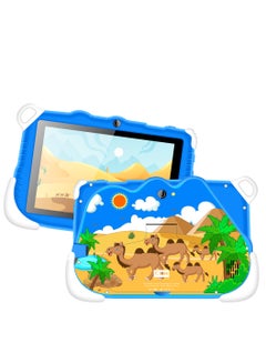 C idea 7-Inch Smart Tablet for Kids Wi-Fi Bluetooth GPS 6GB+128GB Android 12 Edge Proof Children Education Tab with Built-in Foldable Stand Dual Camera Game Tab Blue  - Image 1