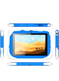 C idea 7-Inch Smart Tablet for Kids Wi-Fi Bluetooth GPS 6GB+128GB Android 12 Edge Proof Children Education Tab with Built-in Foldable Stand Dual Camera Game Tab Blue  - Image 2