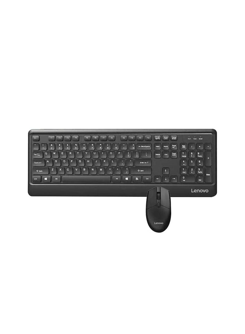 لينوفو - KN102 - Slim and Full Sized Wireless Keyboard and Mouse Set For Home and Business Compatible with Windows, Black - Image 1