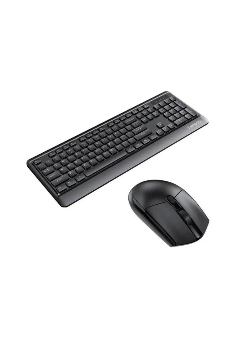 لينوفو - KN102 - Slim and Full Sized Wireless Keyboard and Mouse Set For Home and Business Compatible with Windows, Black - Image 1