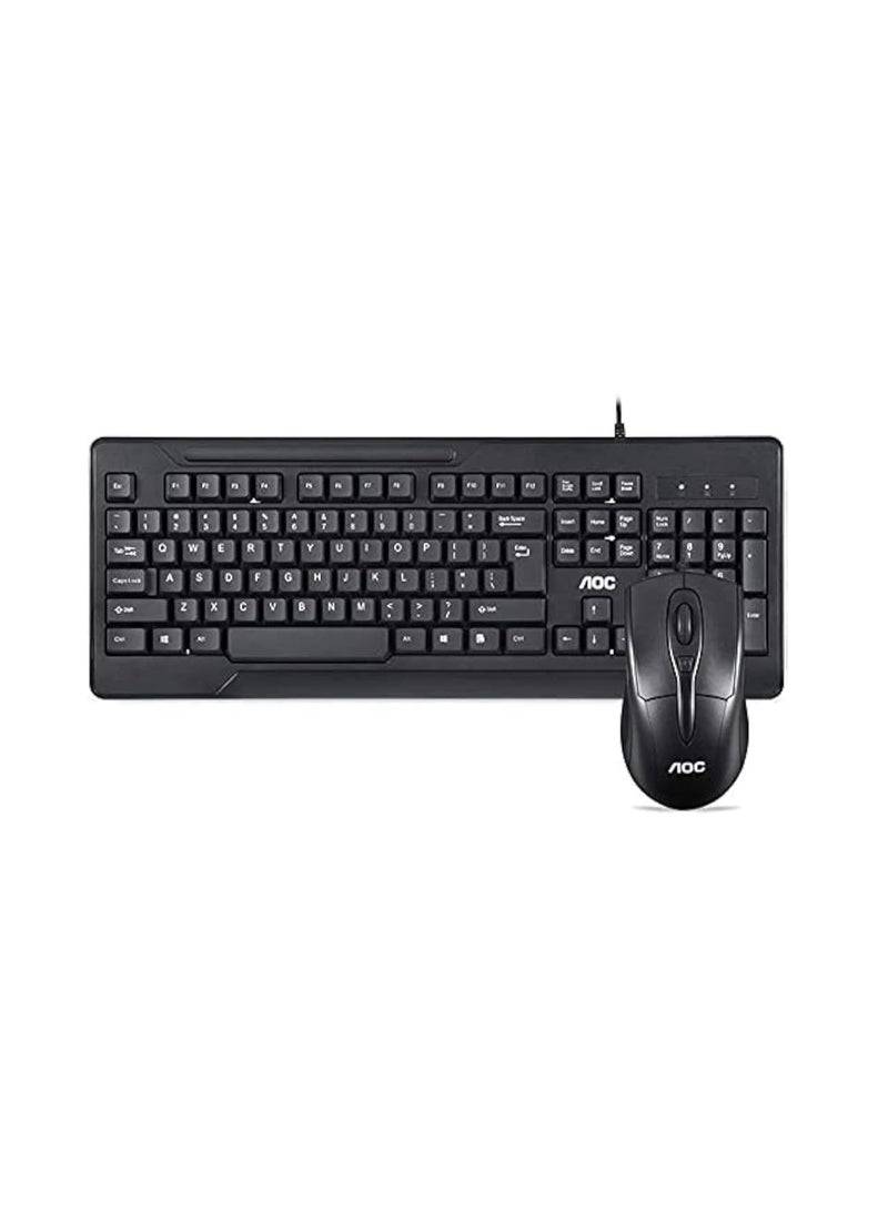 AOC KM110 Wired Keyboard and Mouse for Laptops, Desktops, PC - Black  - Image 1