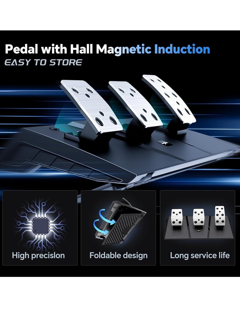 بي اكس ان - V9 GEN2 270°/900° Racing Steering Wheel Bundle with 3-Pedals & 6+R Gear Shifter, Multi-Platform Compatibility for PC, Xbox Series X/S, PS4, PS3, Switch – Dual Motor Vibration, Magnetic Encoder, Hall Effect Pedals & RGB Lights - Image 1