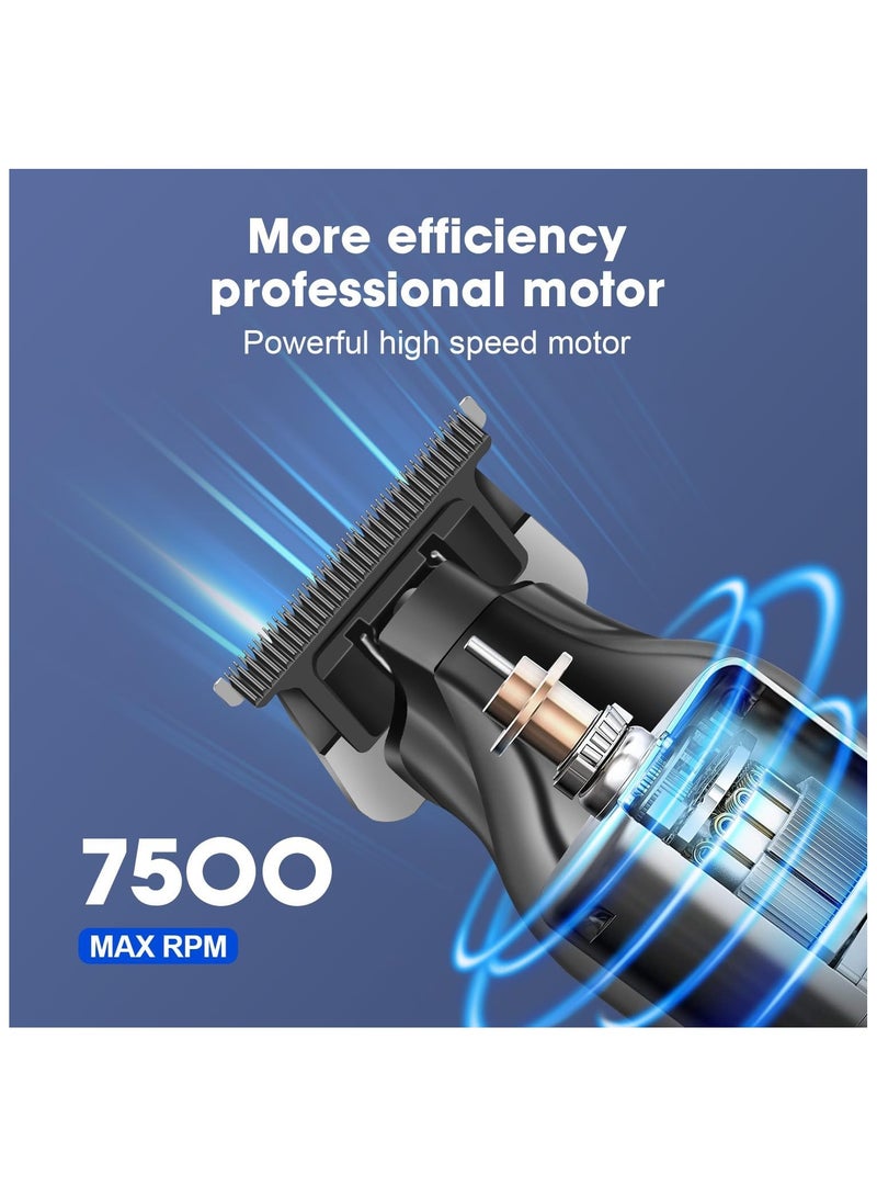 Professional Cordless Men's Beard Trimmer Barber Hair Clipper T-Blade Haircut Machine with LED Display, KM-2269
