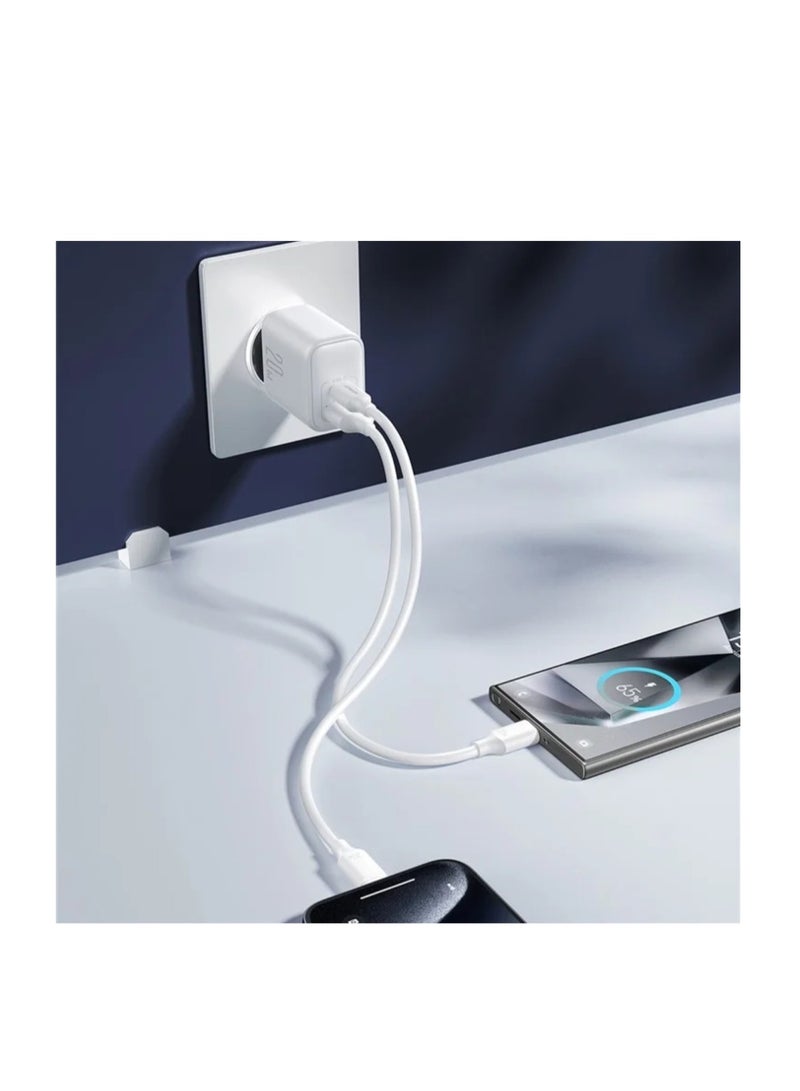 JOYROOM - PD 20W Fast Charger Type-C + USB-A Dual Port White - Image 1