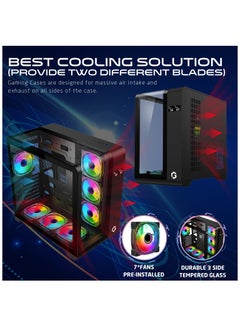 GameOn GO-INFINITY-M PC Case – ATX/ATX/M-ATX Support, Tempered Glass, ARGB+PWM Lighting, Pre-installed 7 Fans, 360mm Water Cooling Ready Black  - Image 5