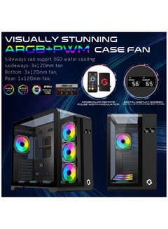 GameOn GO-INFINITY-M PC Case – ATX/ATX/M-ATX Support, Tempered Glass, ARGB+PWM Lighting, Pre-installed 7 Fans, 360mm Water Cooling Ready Black  - Image 3