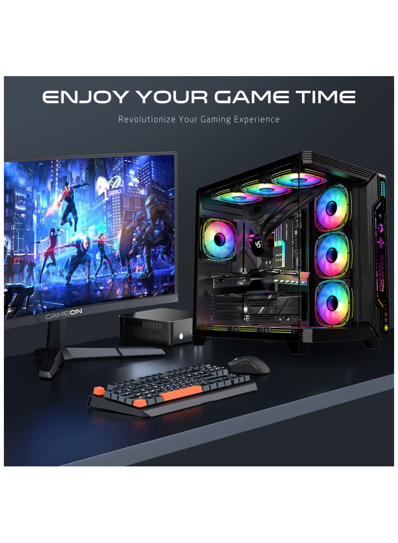 GameOn - PULSE-M Gaming PC Case – ATX/M-ATX/ITX Support, Tempered Glass, ARGB+PWM Lighting, Pre-installed 7 Fans, 360mm Water Cooling Ready Black - Image 1