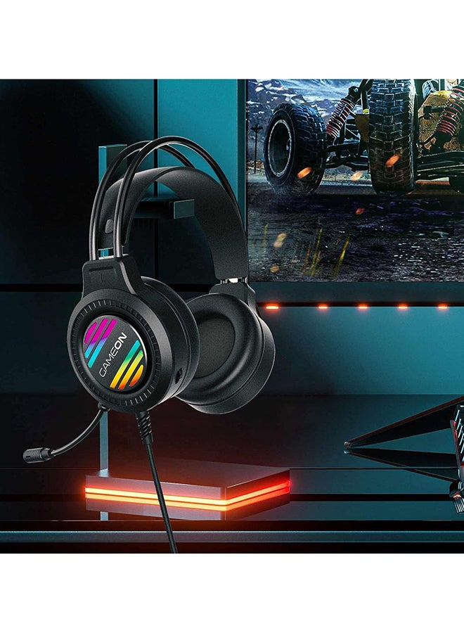 GAMEON Raven strike RGB Gaming Headset with 50mm Drivers, PS4/PS5/XBOX ONE/PC, USB+3.5mm, Omnidirectional Mic, 32Ω Impedance, In, Built Controls, Black - Image 2