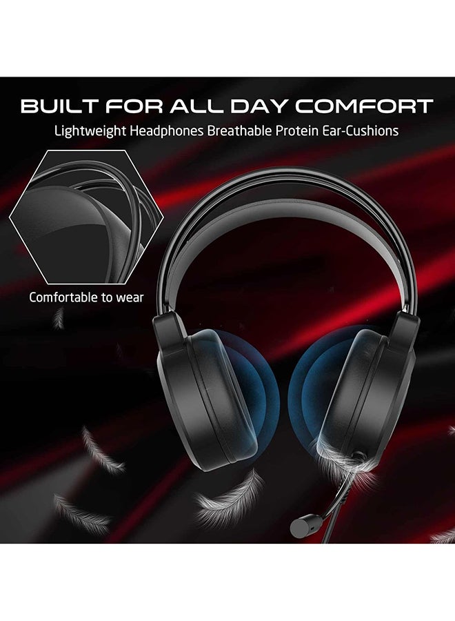 GAMEON Raven strike RGB Gaming Headset with 50mm Drivers, PS4/PS5/XBOX ONE/PC, USB+3.5mm, Omnidirectional Mic, 32Ω Impedance, In, Built Controls, Black - Image 5