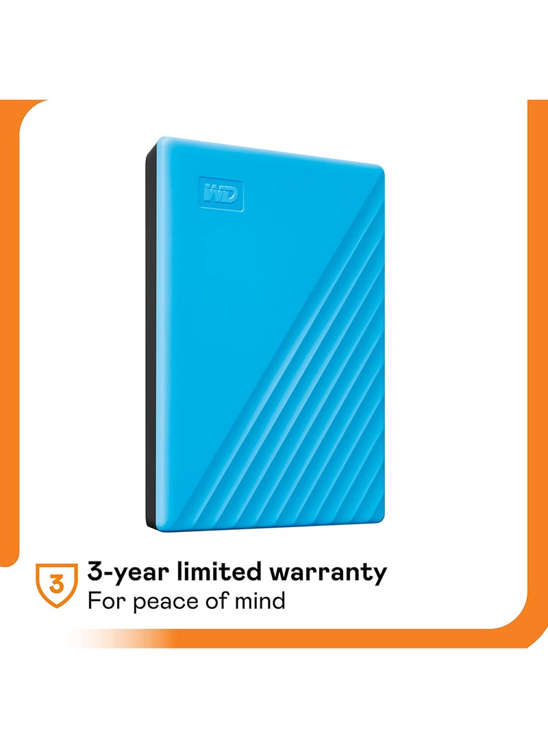 WD 6 Tb My Passport Portable Hdd Usb 3.0 With Software For Device Management,USB Type C Backup And Password Protection - Blue - Works With Pc, Xbox And PS4 WDBR9S0060BBL-WESN 6 TB  - Image 2