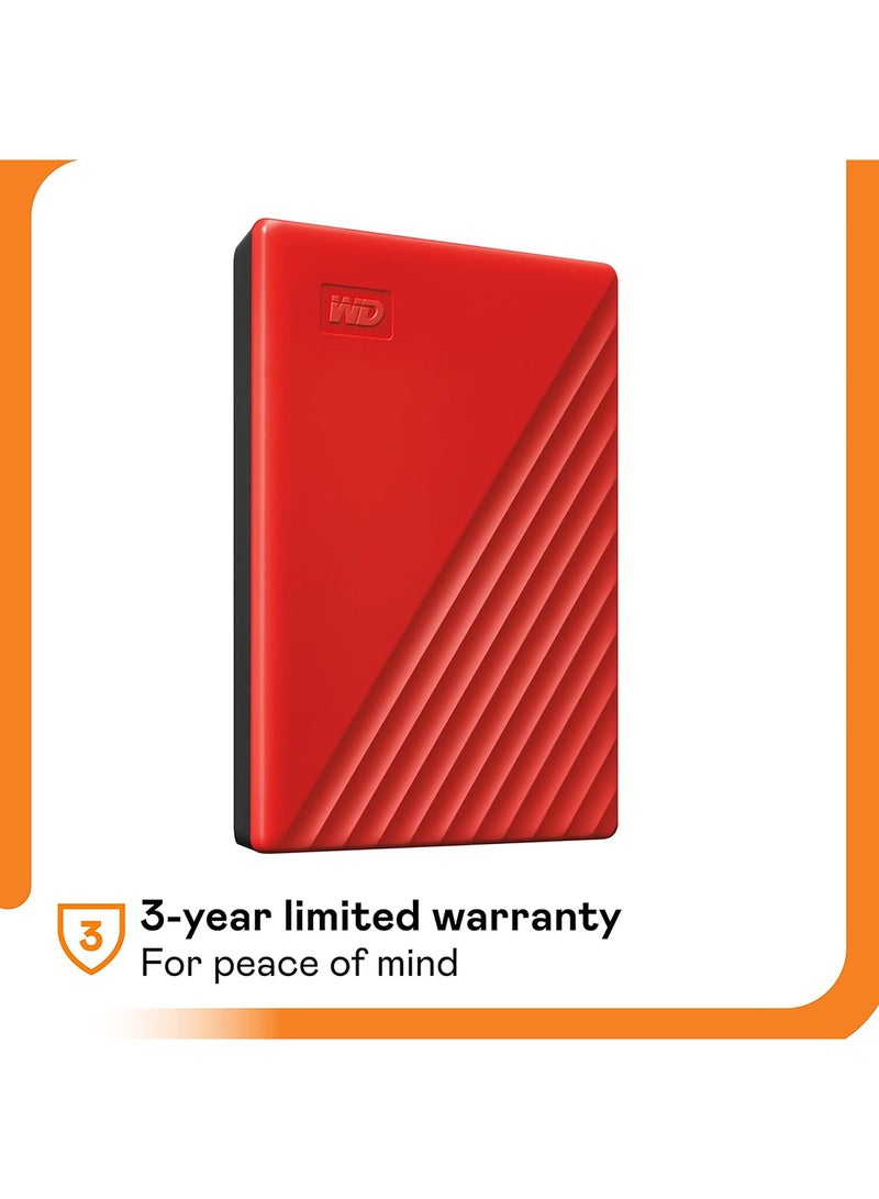 WD 6 TB My Passport Portable Hdd Usb 3.0 With Software For Device Management, USB Type C Backup And Password Protection - Red - Works With Pc, Xbox And PS4 WDBR9S0060BRD-WESN 6 TB  - Image 2