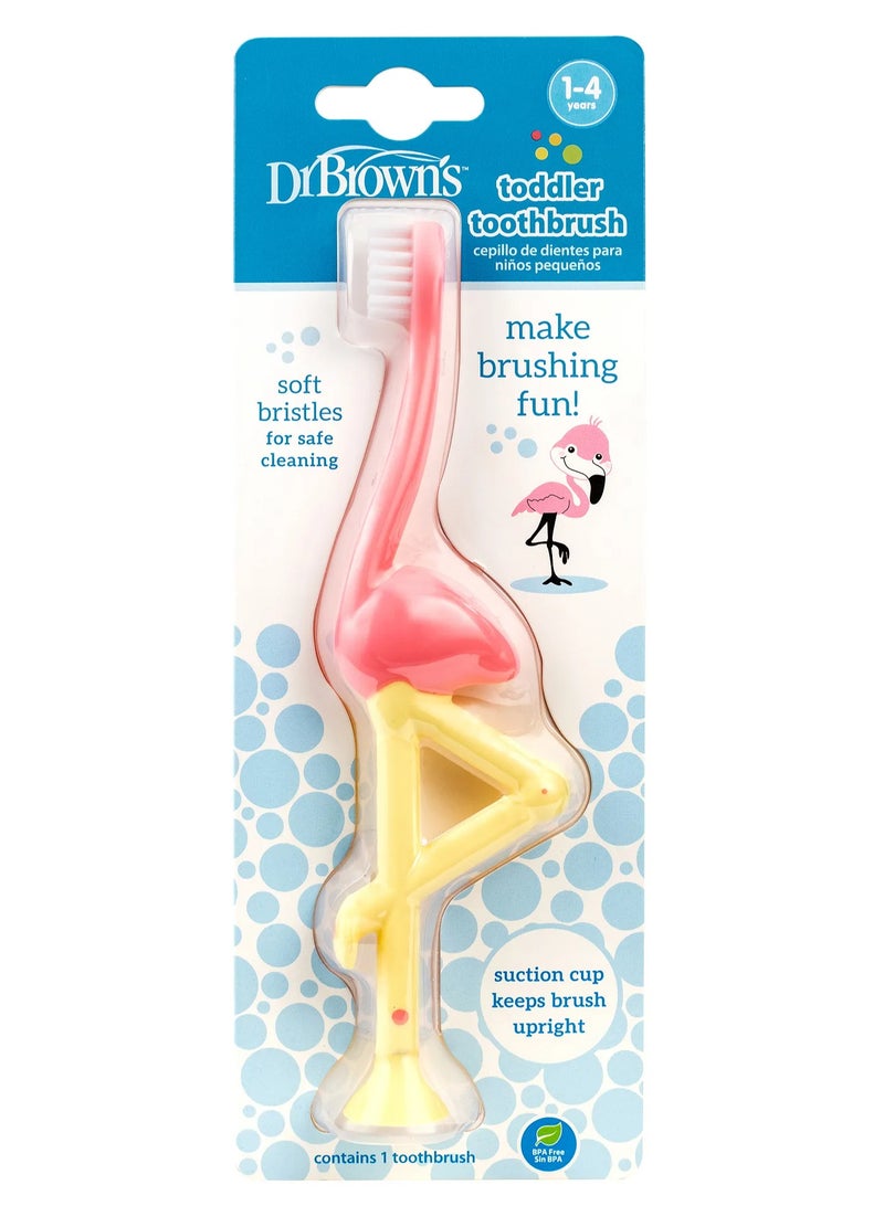 Dr. Brown’s Flamingo Toddler Toothbrush For Ages 12M-4Y  - Image 1