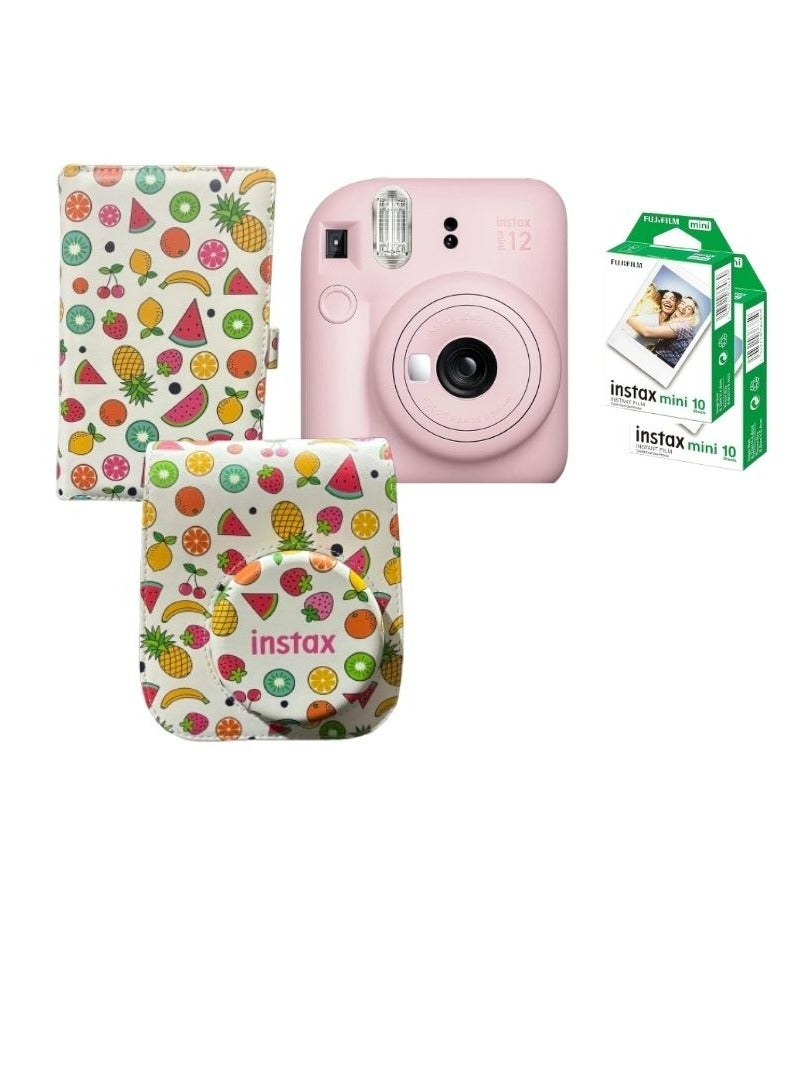 FUJIFILM Instax Mini 12 Instant Camera -Blossom Pink  + 20 Sheet Film+ Case+ Album  - Image 1