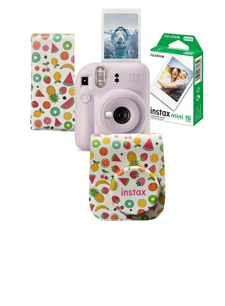 FUJIFILM Instax Mini 12 Instant Camera -Blossom Liliac Purple + 10 Sheet Film+ Case+ Album  - Image 1