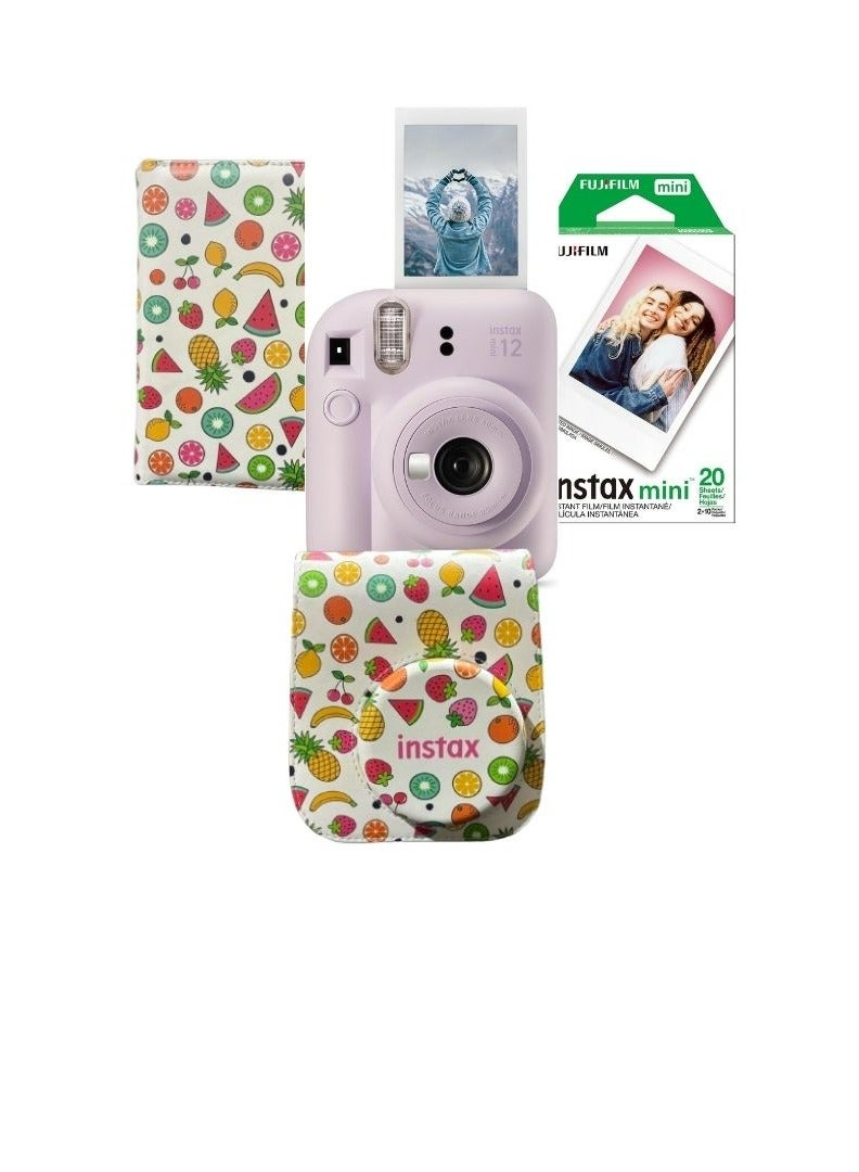 FUJIFILM Instax Mini 12 Instant Camera -Blossom Liliac Purple + 20 Sheet Film+ Case+ Album  - Image 1