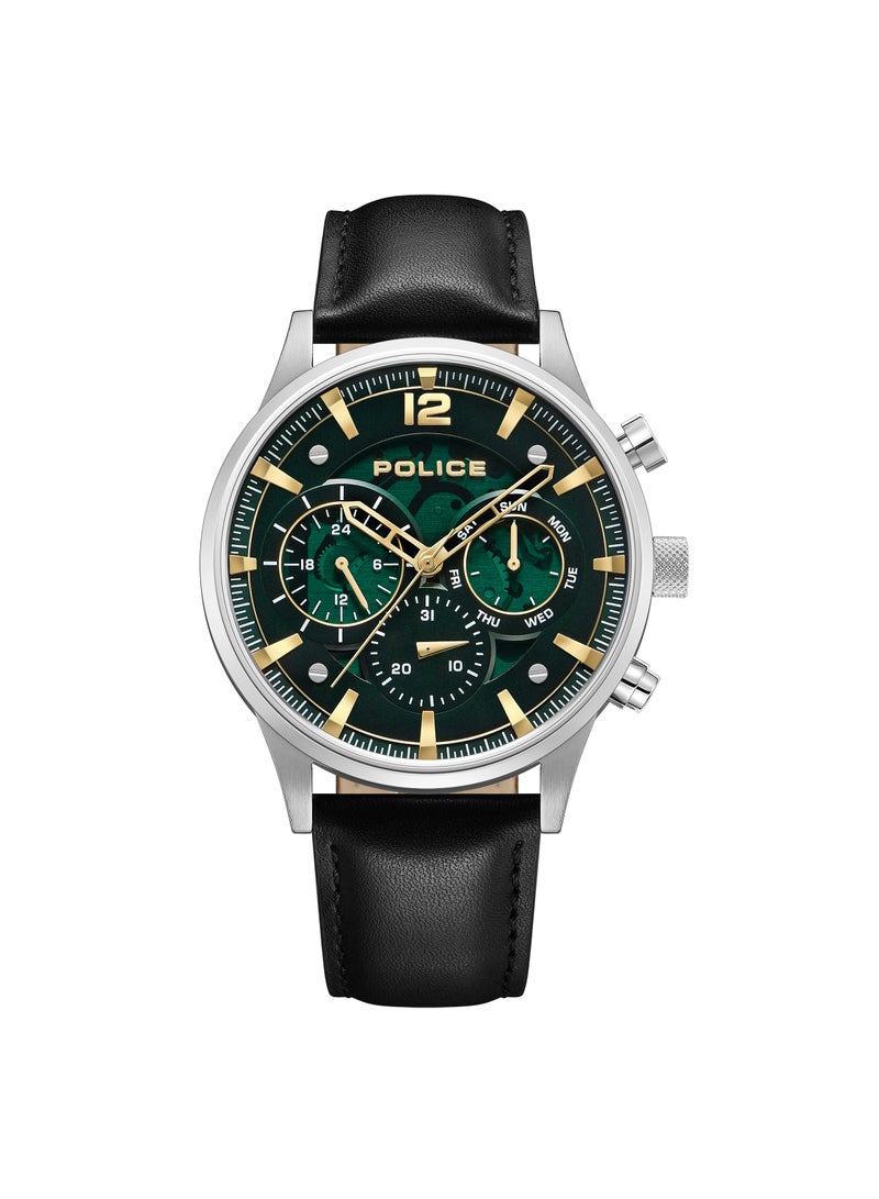 بوليس Men's Driver II Green Dial Watch with Genuine Leather Strap, 43.5mm  - Image 1