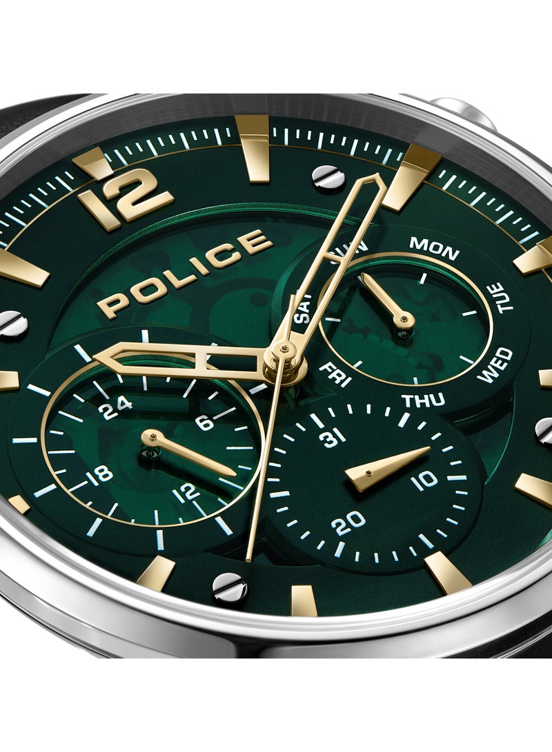 بوليس Men's Driver II Green Dial Watch with Genuine Leather Strap, 43.5mm  - Image 3