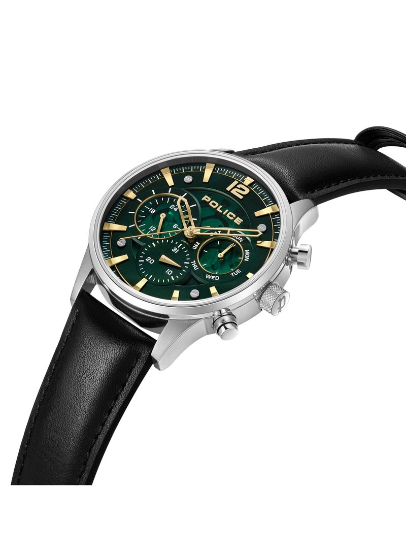 بوليس Men's Driver II Green Dial Watch with Genuine Leather Strap, 43.5mm  - Image 2