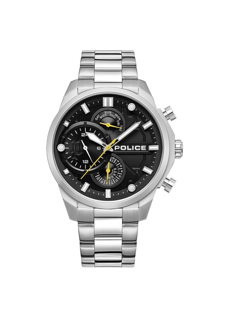POLICE Men's Reactor Men's Black Dial Watch with Stainless Steel Bracelet, 44mm  - Image 1
