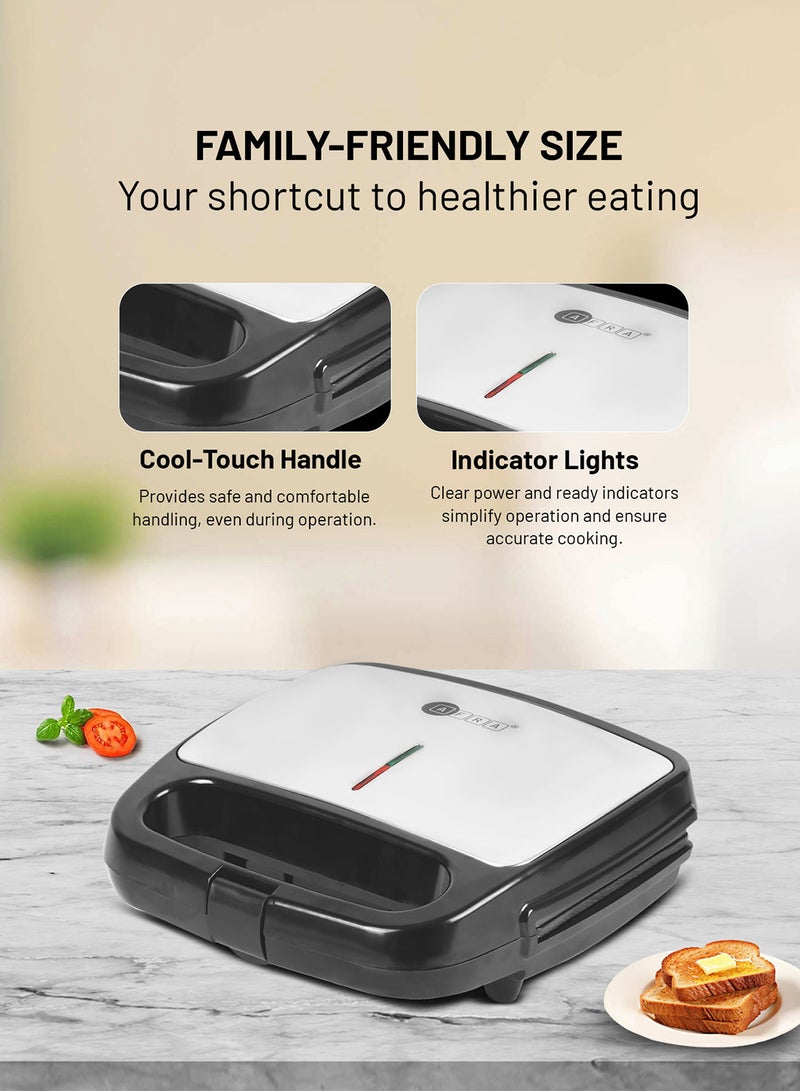 عفرا Portable Powerful 2 Slice Grill Maker with Non-Stick Coated Plates With Safety Locks, Stainless Steel, Cool Touch Handle & Skid- Resistant Feet, Power On & Ready Light Indicators 2-Year Warranty 750 W AF-8020SMBK Black - Image 4