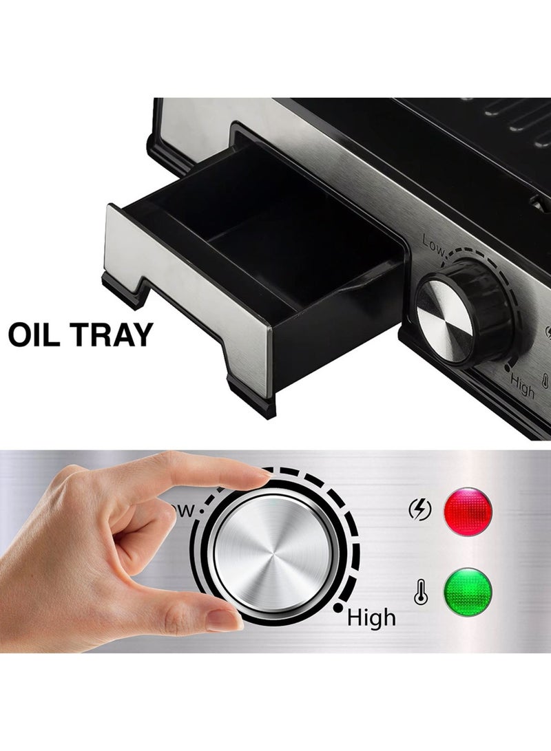 AFRA - 4 Slice Non-Stick Contact Health Grill, 2000 Watts, Adjustable Temperature, 2 Year Warranty 2000 W AF-1840CGSS Silver - Image 1
