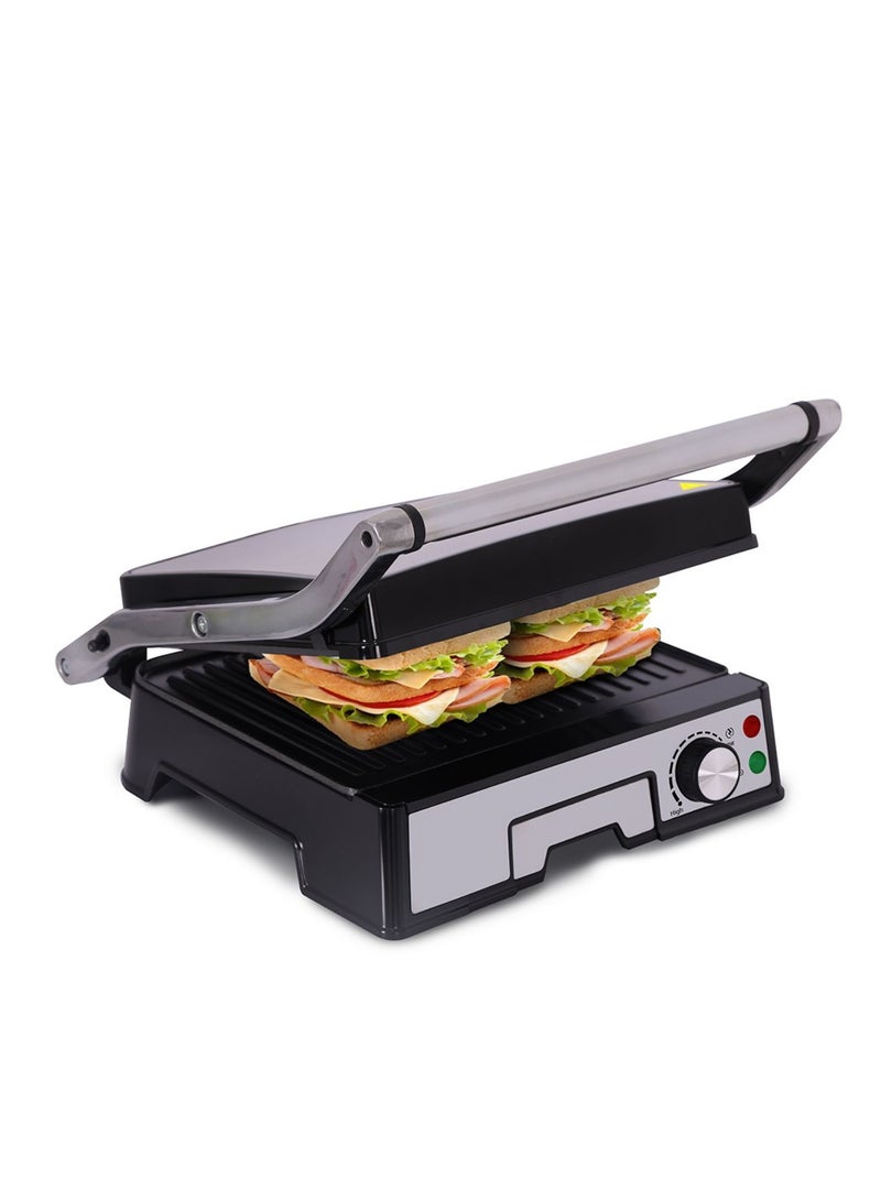AFRA - 4 Slice Non-Stick Contact Health Grill, 2000 Watts, Adjustable Temperature, 2 Year Warranty 2000 W AF-1840CGSS Silver - Image 1