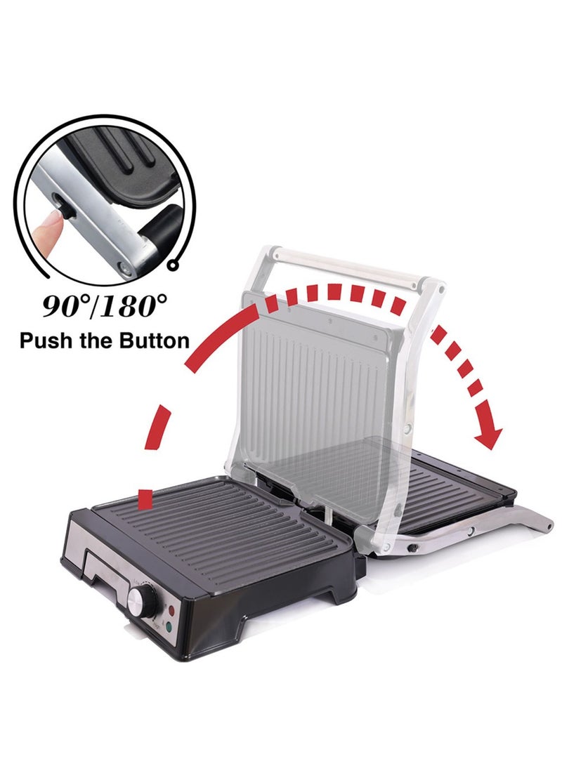 AFRA - 4 Slice Non-Stick Contact Health Grill, 2000 Watts, Adjustable Temperature, 2 Year Warranty 2000 W AF-1840CGSS Silver - Image 1