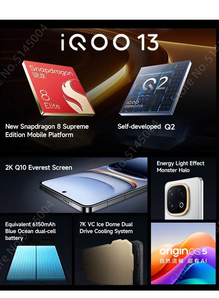 iQOO - 13 Mobile 12GB - 256GB Black 5G NFC Snapdragon 8 Elite Octa Core 6.82” Display 50MP OIS Triple Camera Smartphone 120W Fast Charger 6150mAh Battery with Google play Chinese version - Image 1