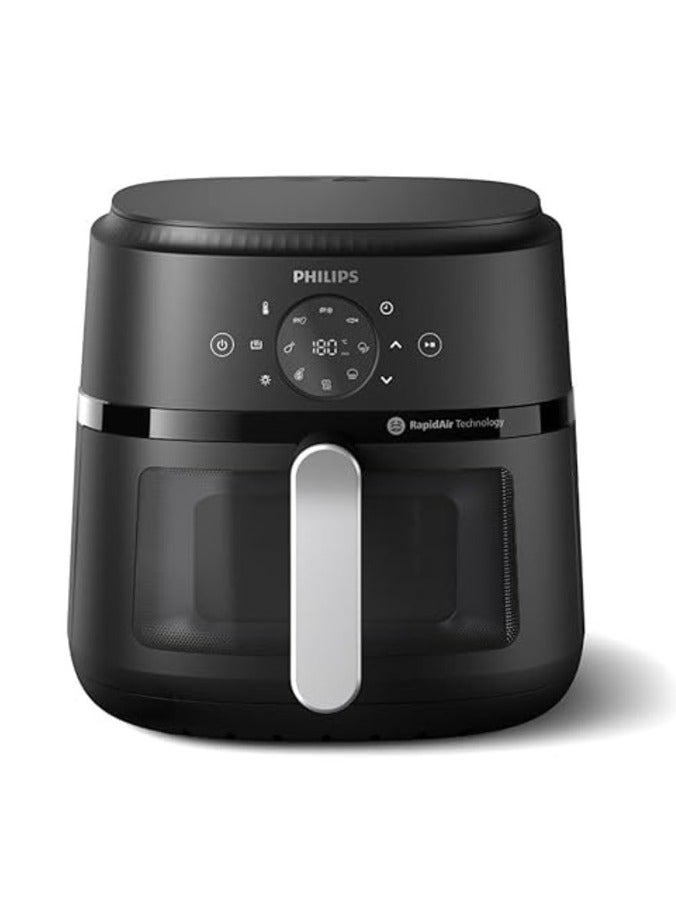 فيليبس قلاية هوائية فيليبس NA231/00 مع لوحة لمس، تستخدم حتى 90% دهون أقل، 1700 واط، 6.2 لتر، مع تقنية الهواء السريع (أسود)، نافذة طهي، كبيرة جداً - Image 1