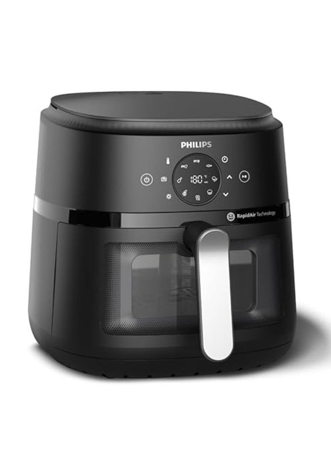 فيليبس قلاية هوائية فيليبس NA231/00 مع لوحة لمس، تستخدم حتى 90% دهون أقل، 1700 واط، 6.2 لتر، مع تقنية الهواء السريع (أسود)، نافذة طهي، كبيرة جداً - Image 2